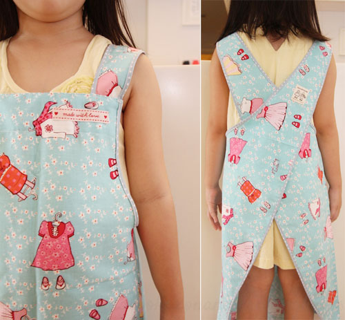 Free Pattern, Tutorial and Sewing Video – Cross back apron for adult and kids